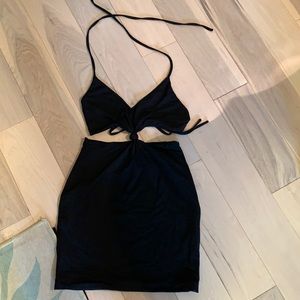 White fox black mini dress